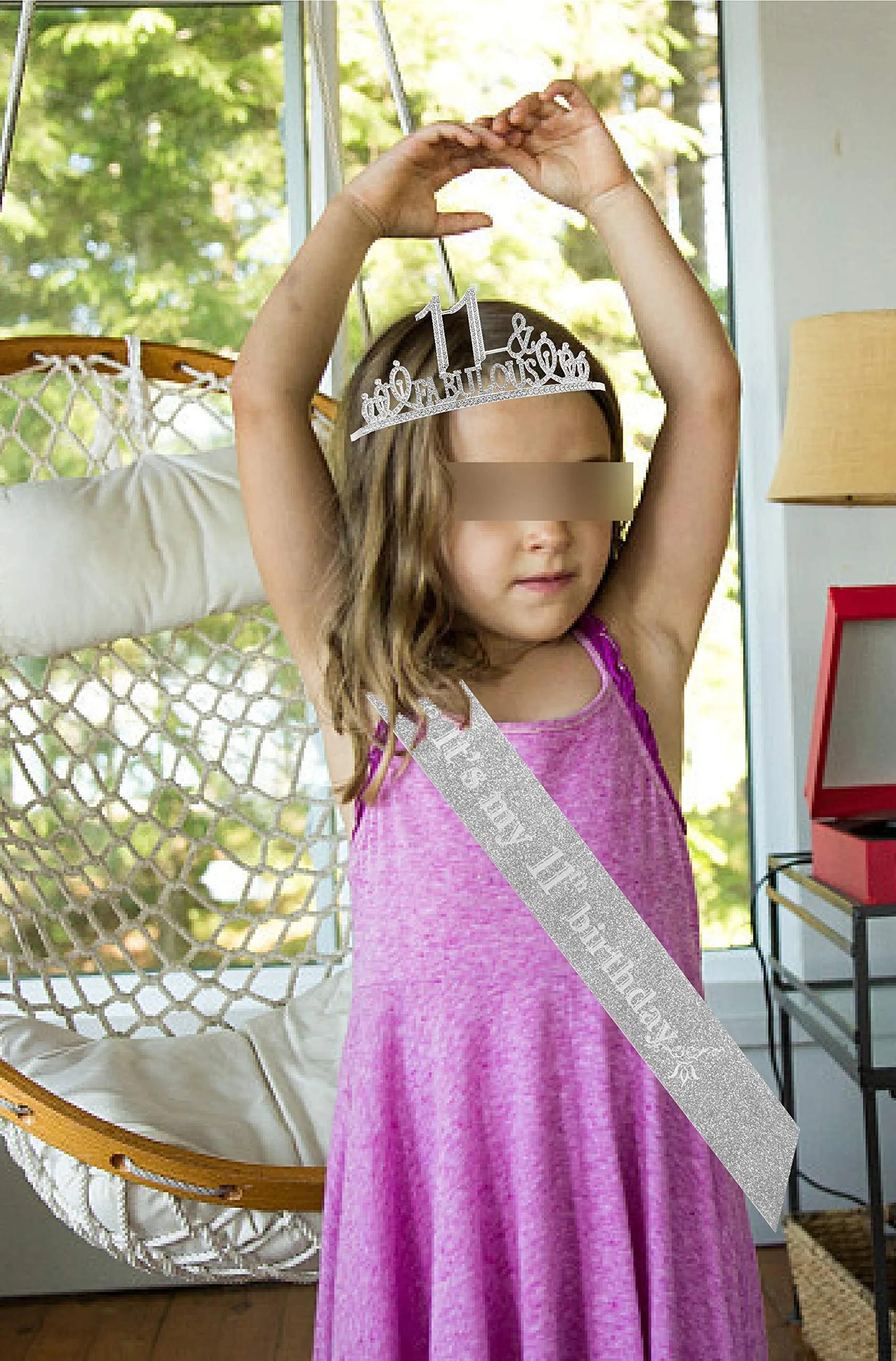 11th Birthday Gifts for girls,11th Birthday Tiara and Sash Silver,11th Birthday