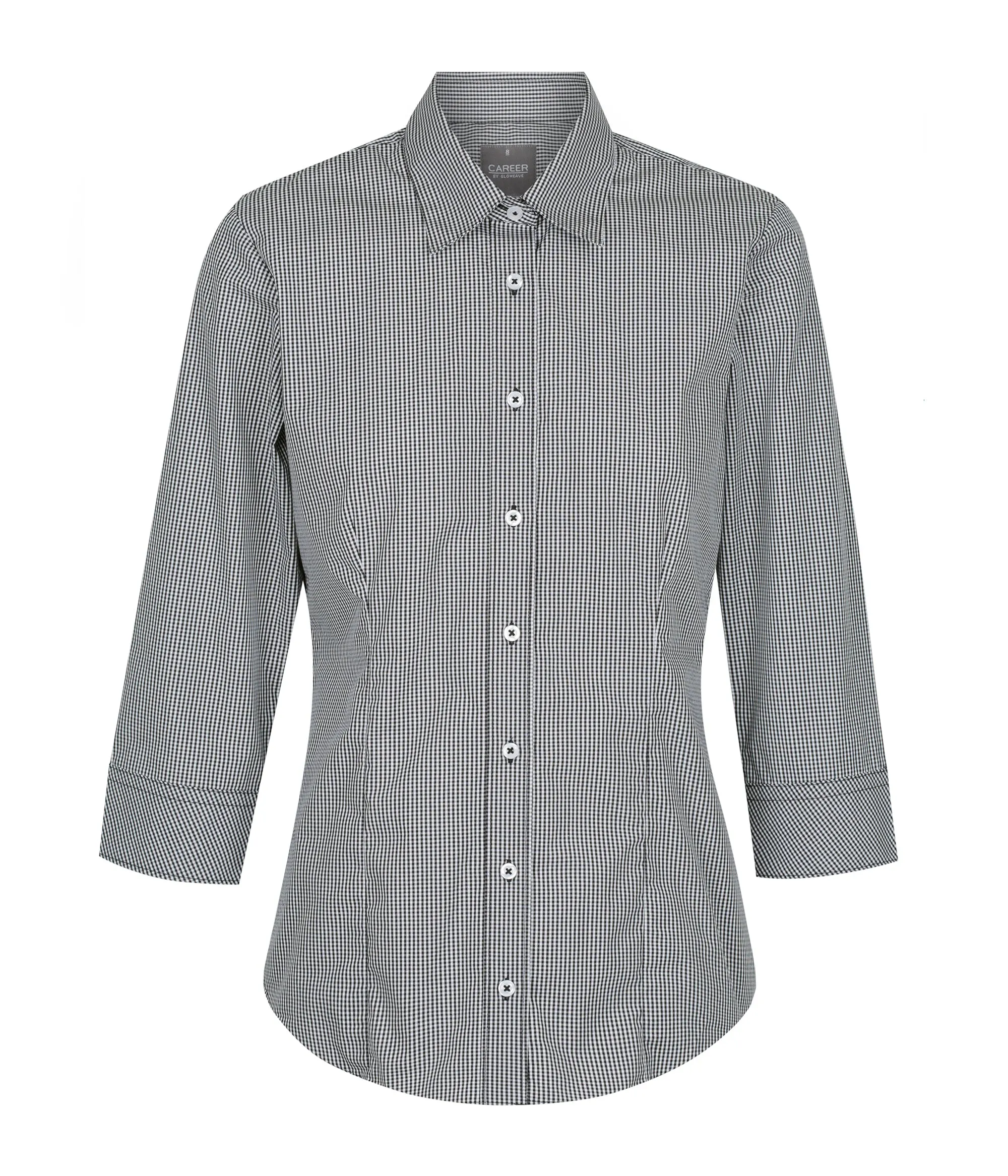 1637WZ  Gingham 3/4 Sleeve Shirt