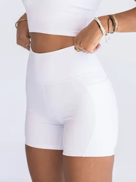 5'' Biker Short with Pockets - White