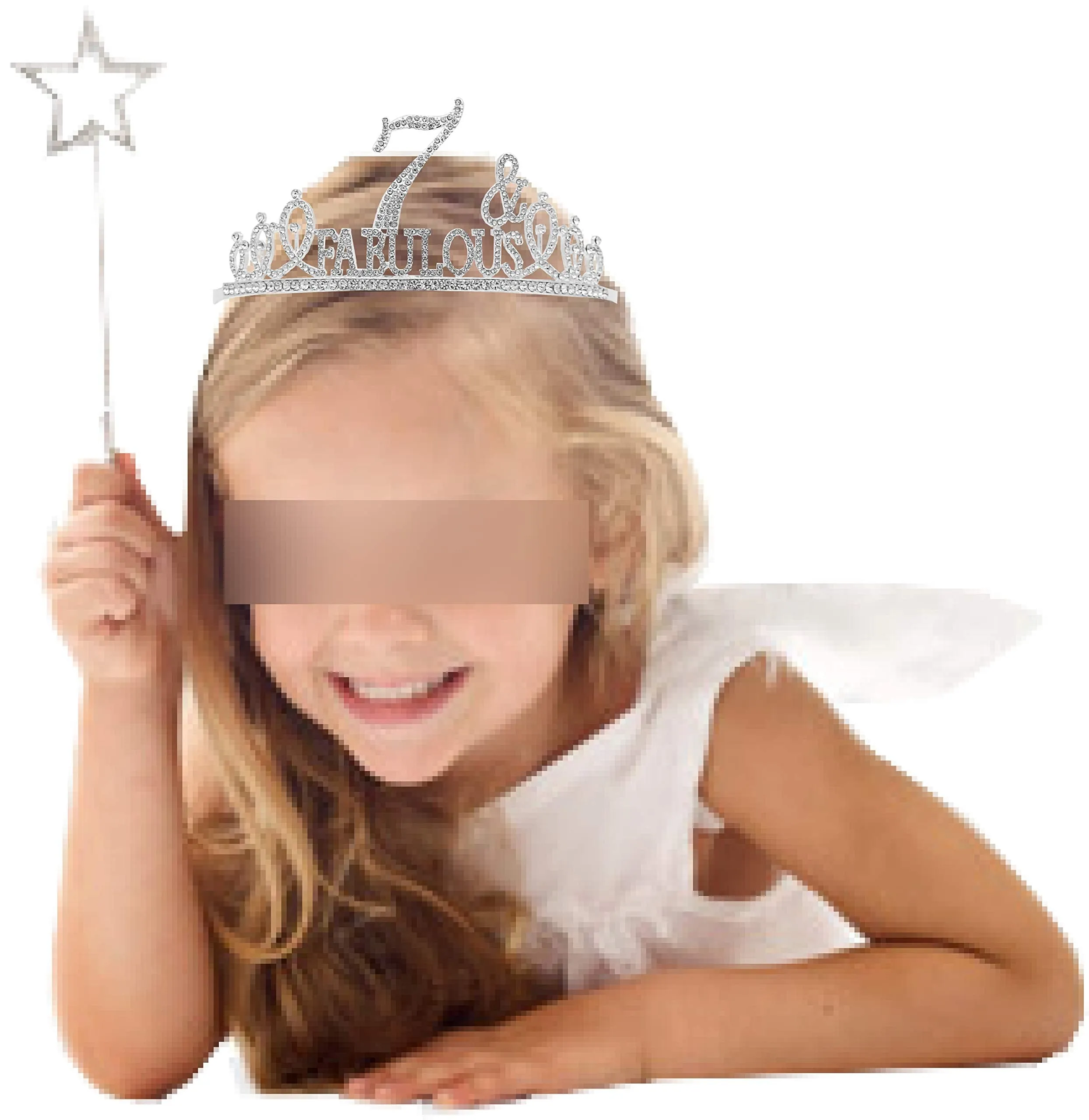 7th Birthday Gifts for Girls,7th Birthday Tiara and Sash Silver,7th Birthday Decorations