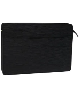 Black Epi Leather Clutch Bag with Authenticity Card by Louis Vuitton