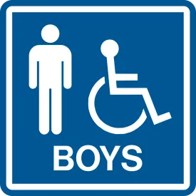 Boys Accessible with Text, Male & Wheelchair Graphics Washroom Sign