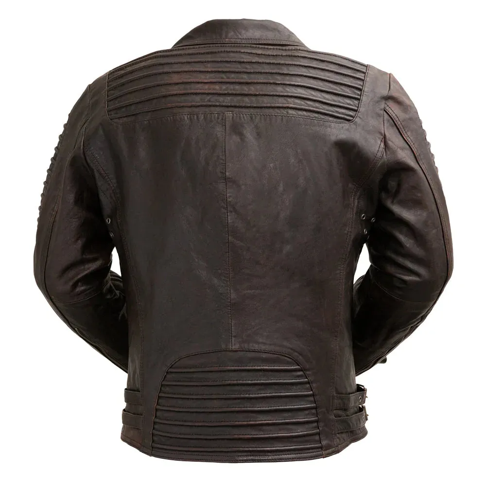 Brooklyn Mens Lambskin Leather Jacket Black Cognac