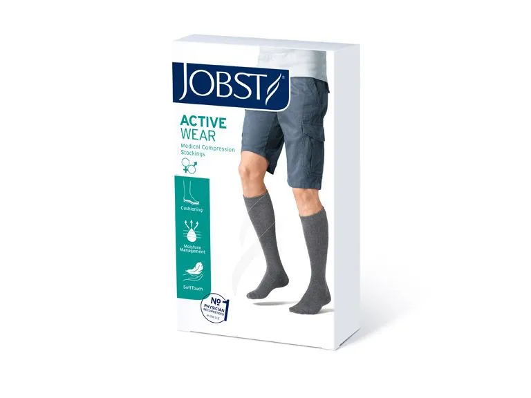 Bsn Medical Jobst Activewear Socks Stocking Compression Kn 15-20Closed Stl Grey Lfc 1/Pr