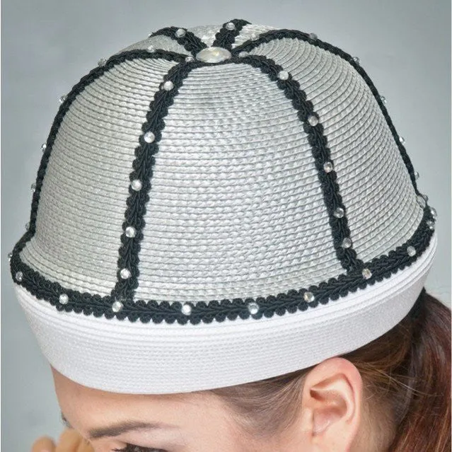 BW9017-White/Grey Fashion Dress Hat