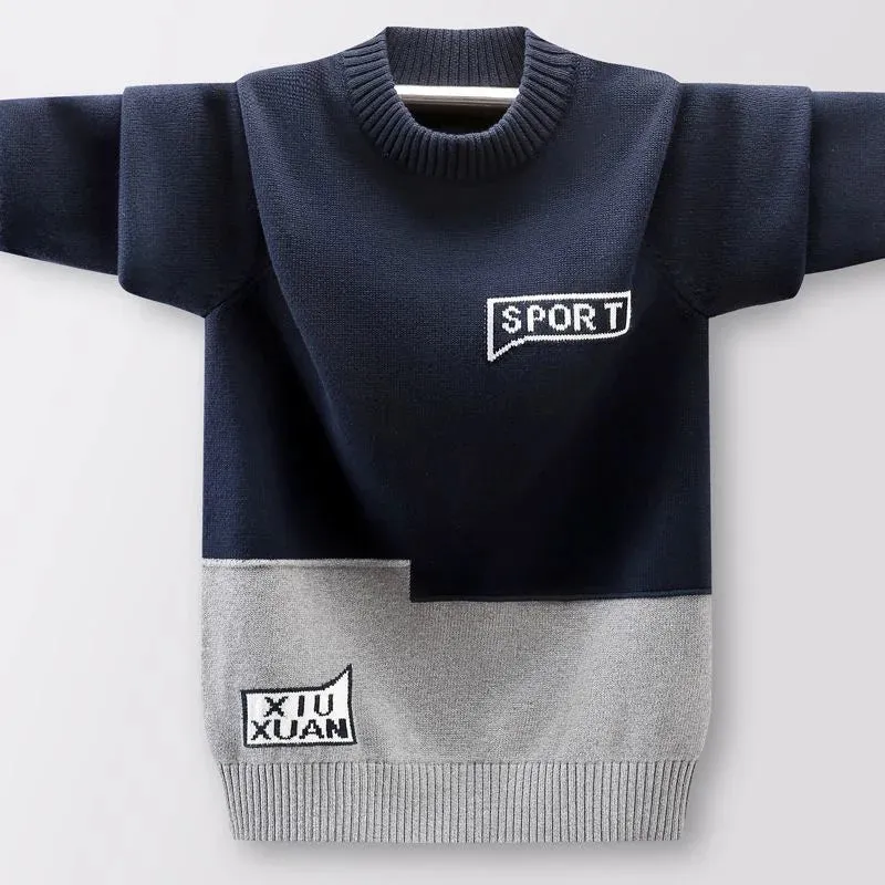 Children's Sweater FALL Winter New Teenage Boys Sweater Cotton Clothing Hedging  Children's Clothing 10 12 14 Years