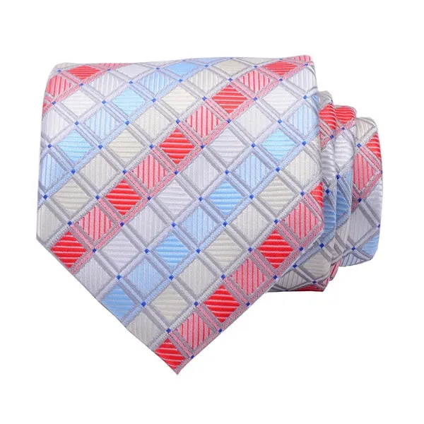 Classy Men Color Checkered Silk Necktie