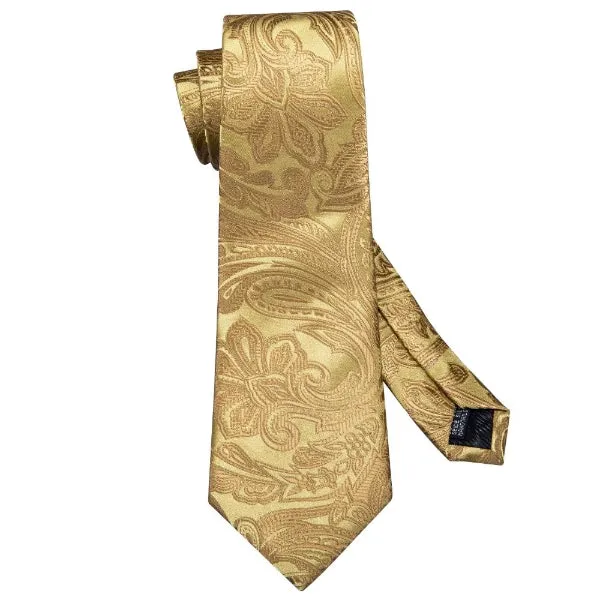 Classy Men Gold Paisley Silk Tie