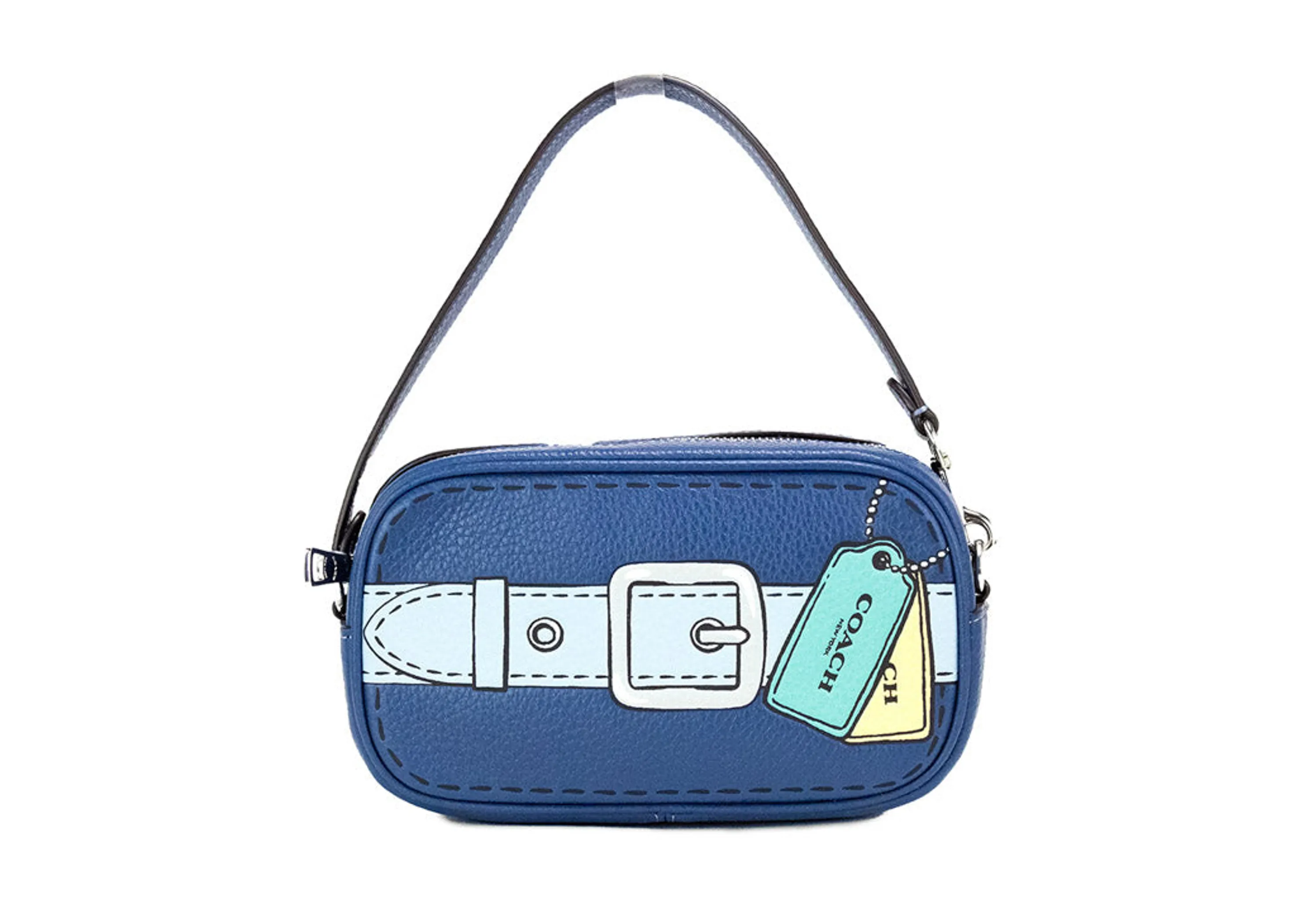 Coach Jamie Mini Trompe L'oeil Blue Leather Wristlet Bag