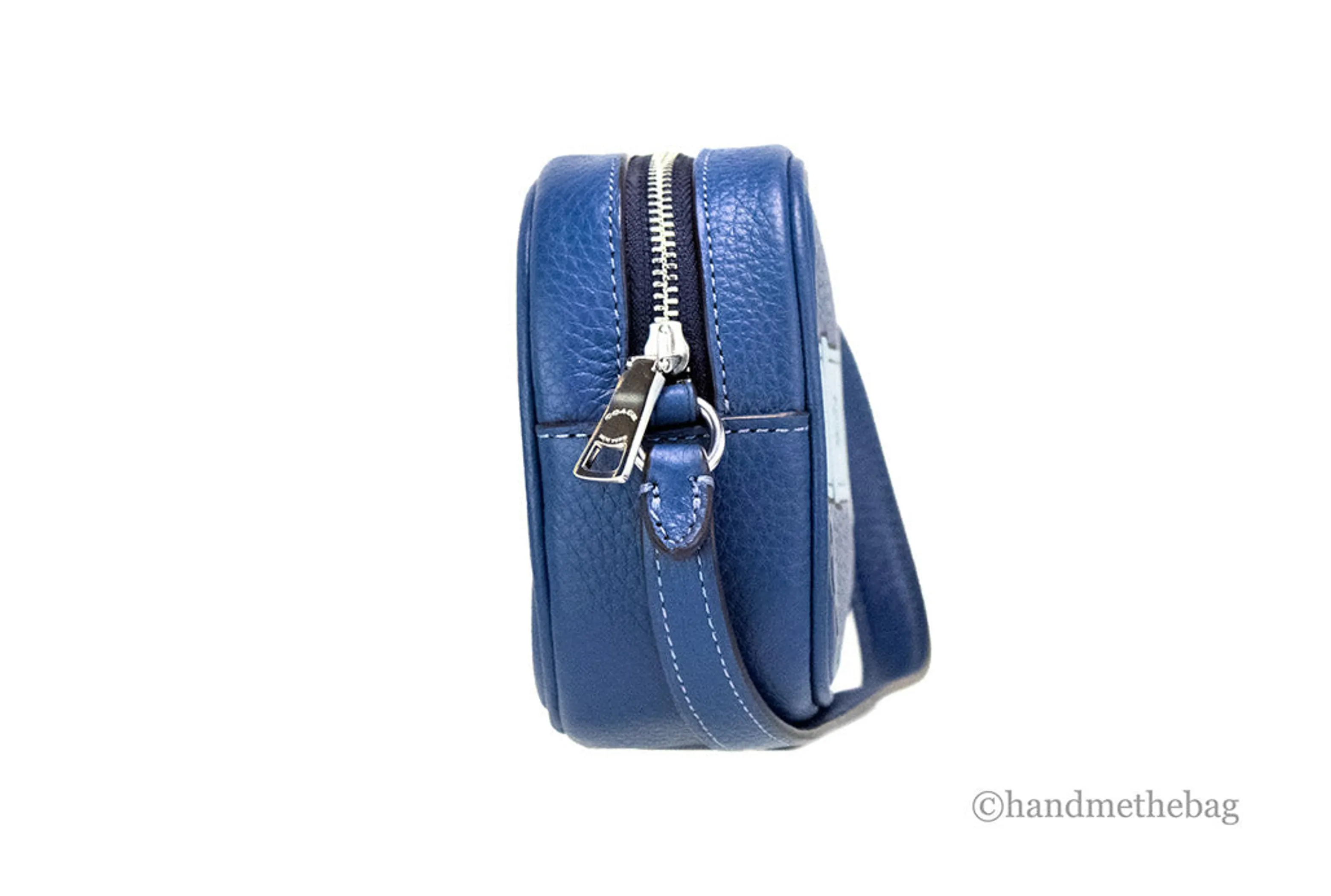 Coach Jamie Mini Trompe L'oeil Blue Leather Wristlet Bag