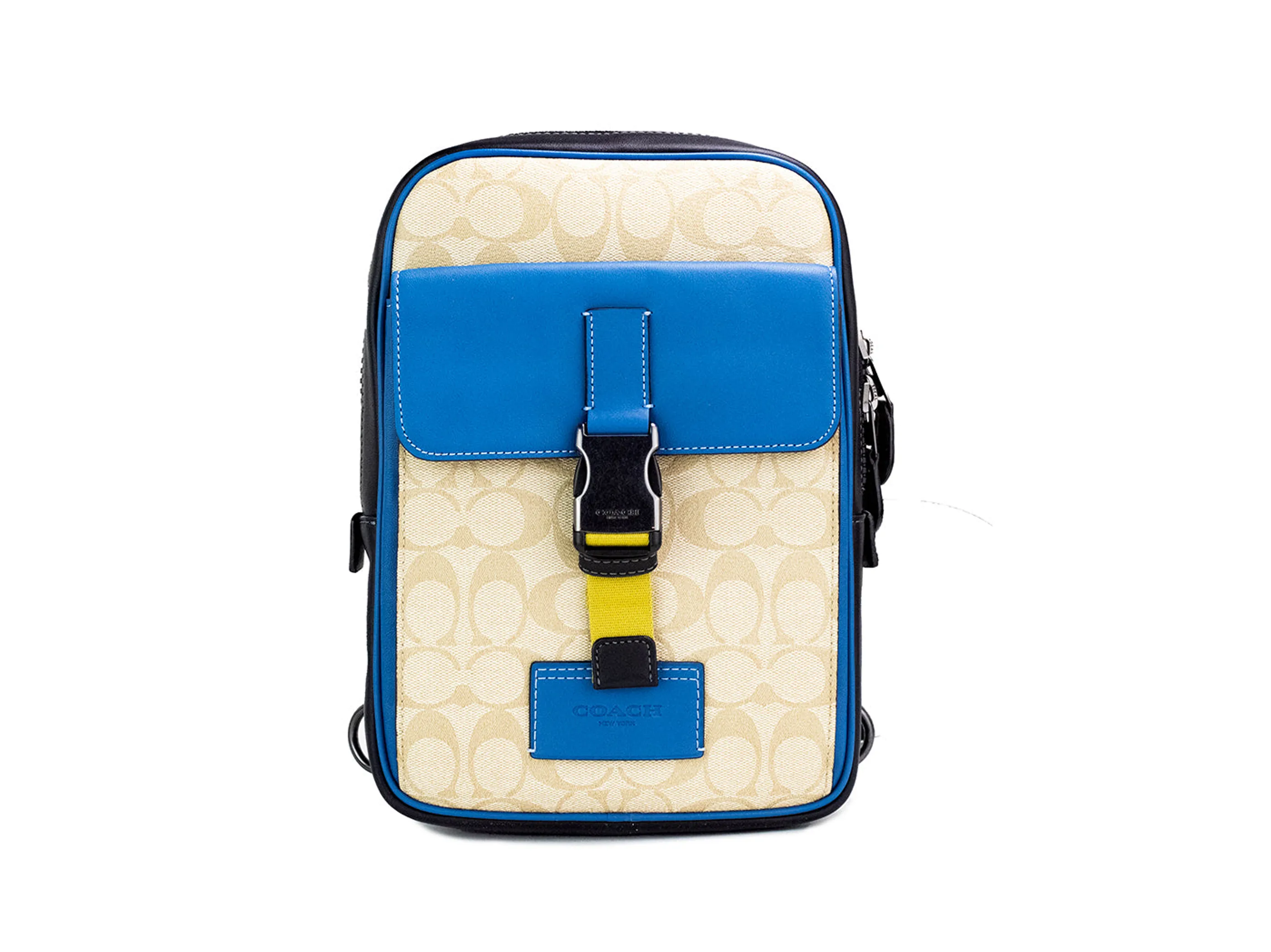 Coach Khaki Blue Jay Coated Canvas Colorblock Track Pack