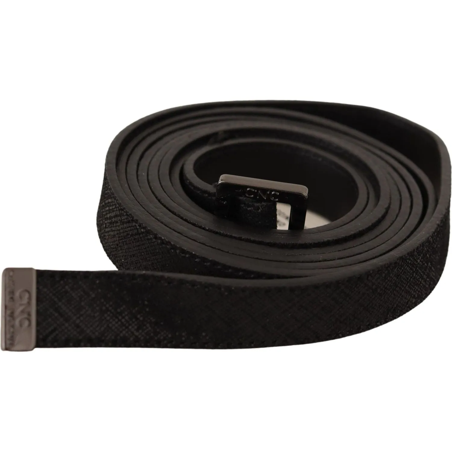 Costume National Chic Black Leather Fashion Belt with Metal Buckle