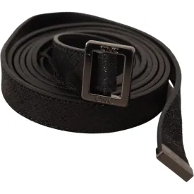 Costume National Chic Black Leather Fashion Belt with Metal Buckle