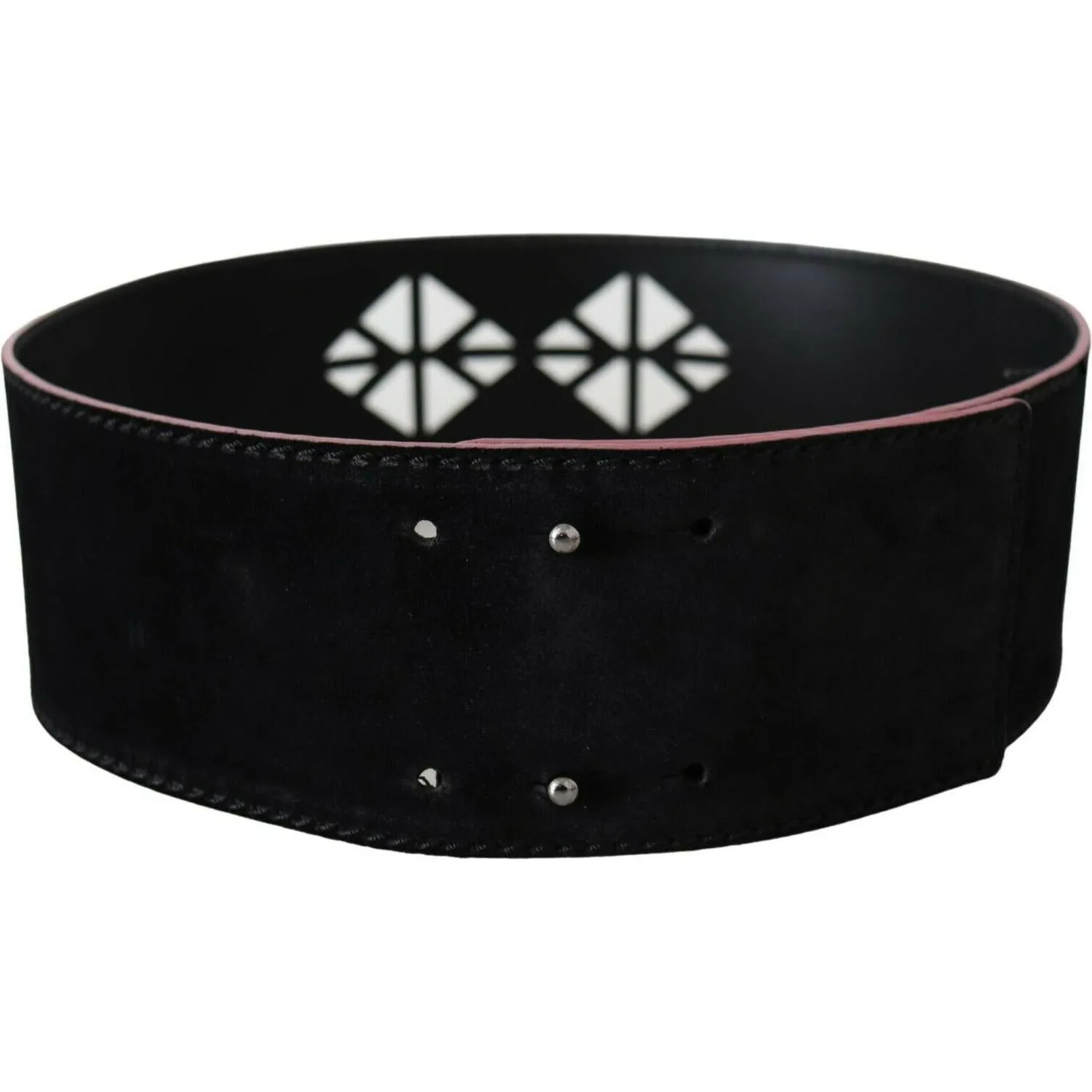 Costume National Elegant Wide Leather Fashion Belt with Metal Accents