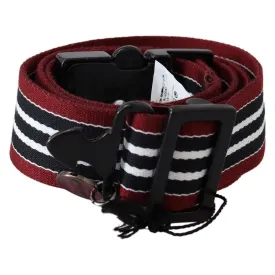 Costume National Striped Leather Fashion Belt in Black & Red