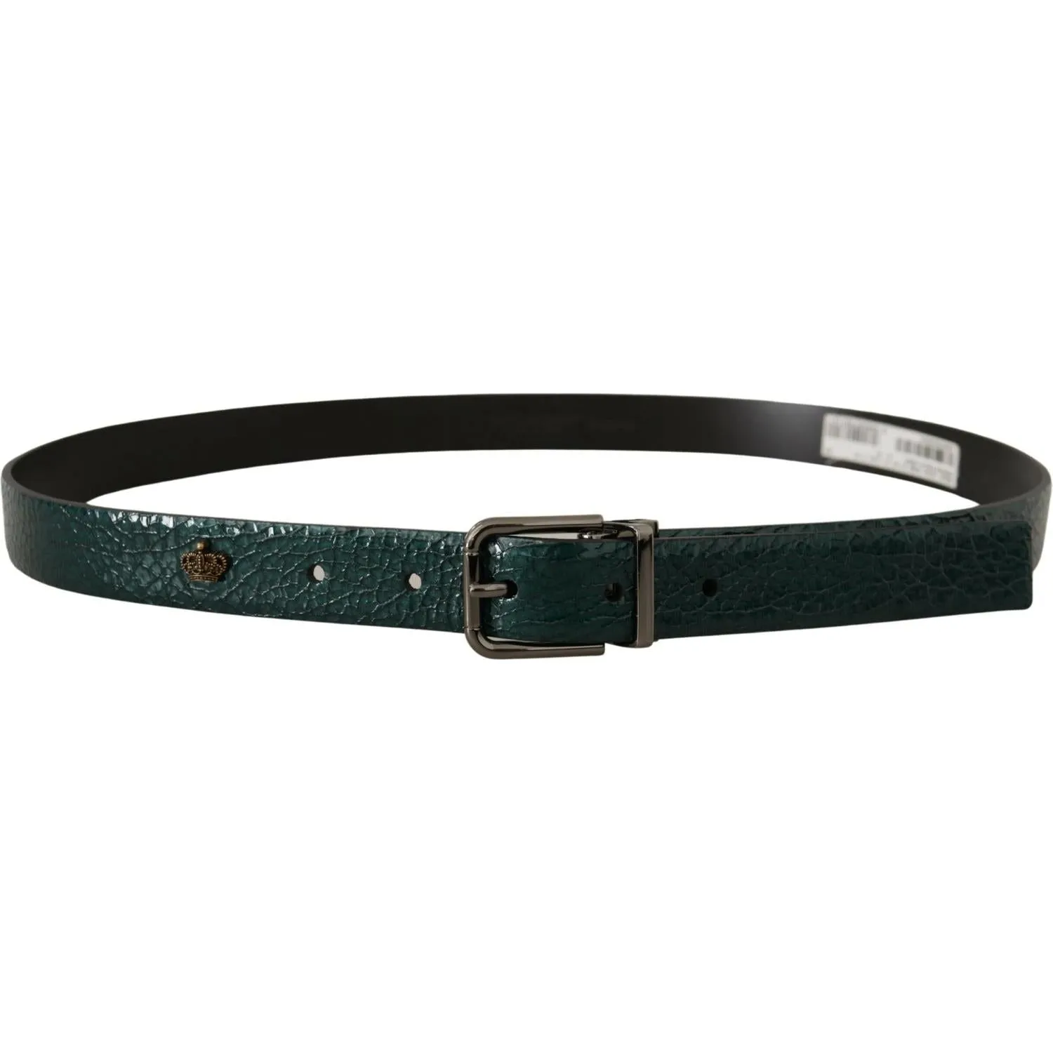 Dolce & Gabbana Elegant Green Leather Belt with Silver Buckle