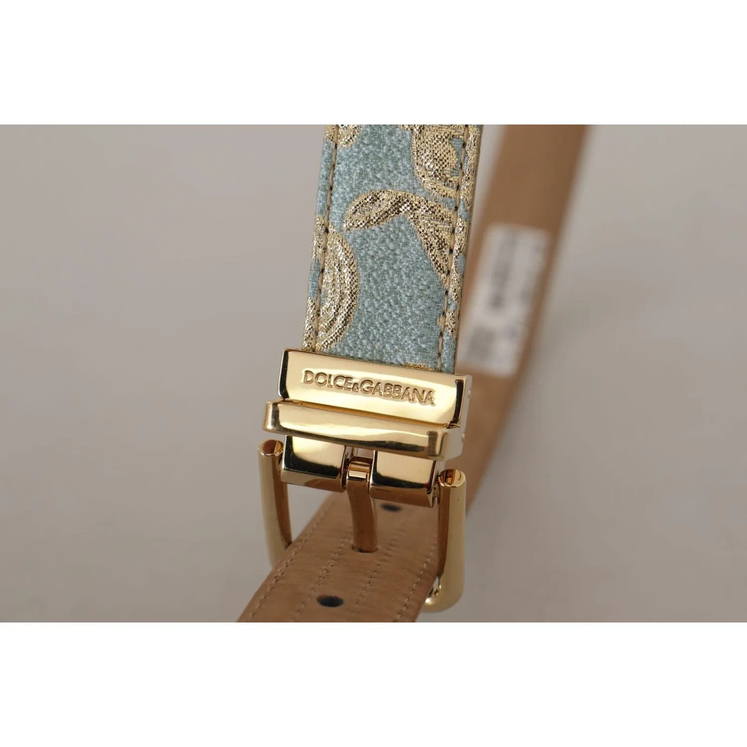 Dolce & Gabbana Elegant Light Blue Leather Belt with Gold Buckle