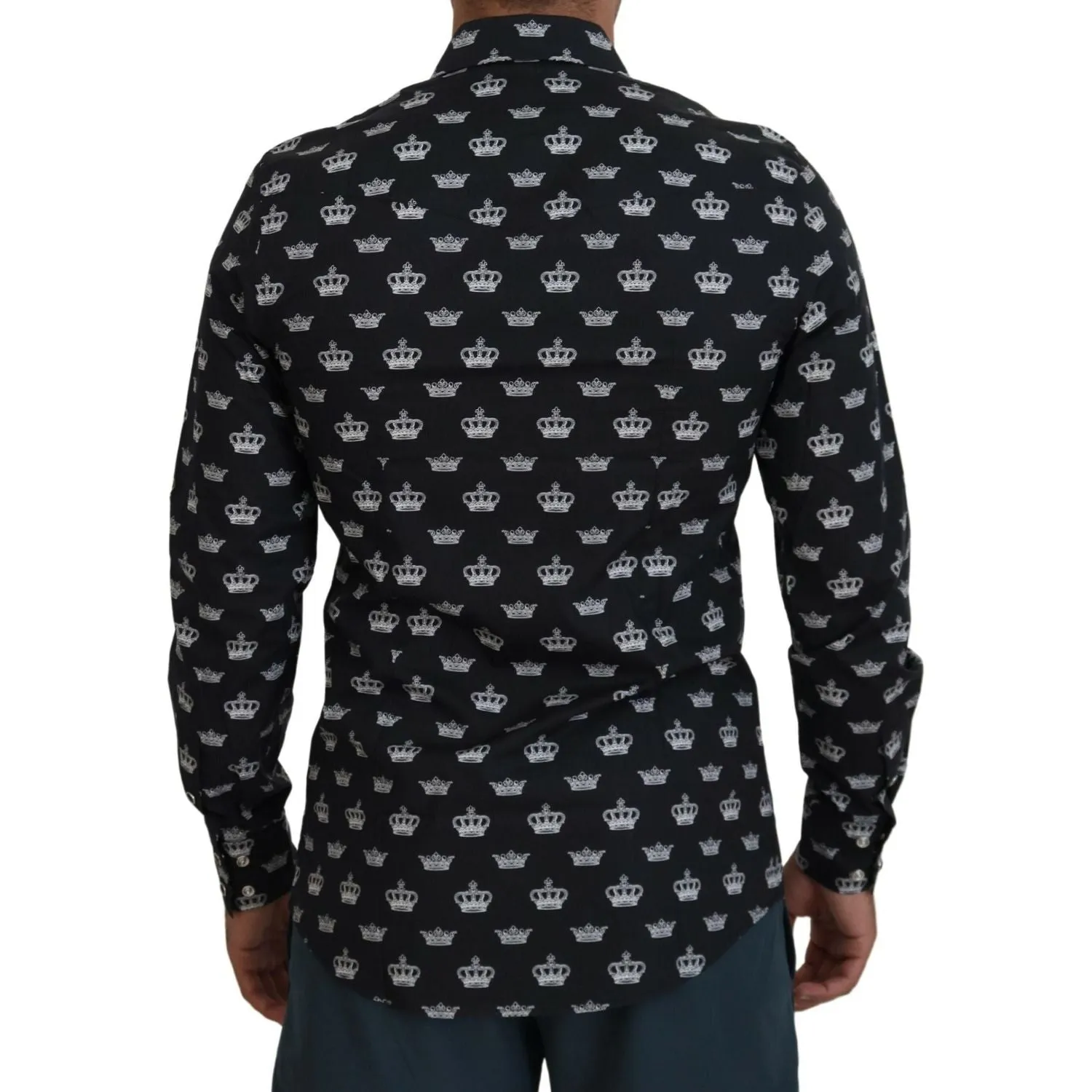 Dolce & Gabbana Elegant Slim Fit Crown Print Formal Shirt