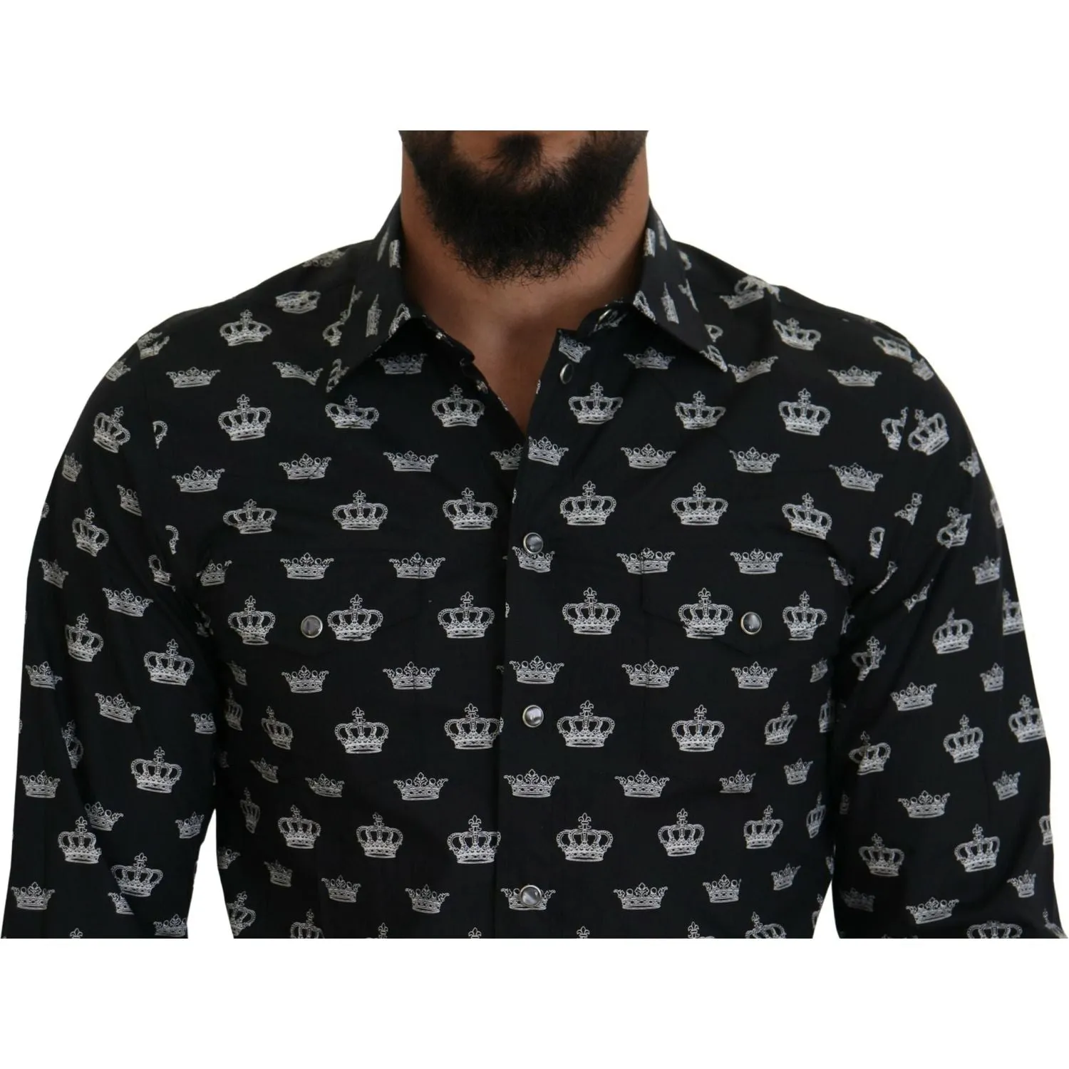 Dolce & Gabbana Elegant Slim Fit Crown Print Formal Shirt