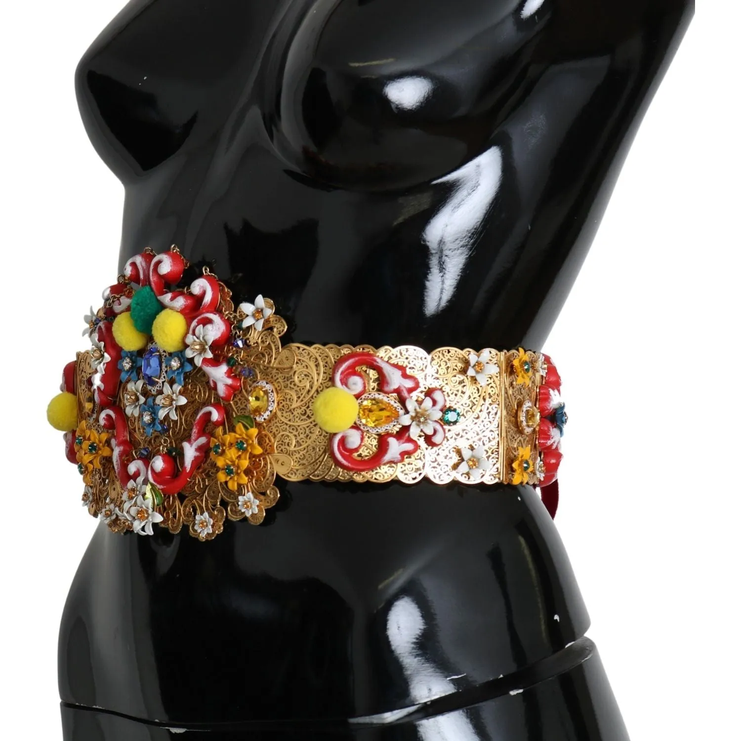 Dolce & Gabbana Gold-Tone Floral Crystal Waist Belt