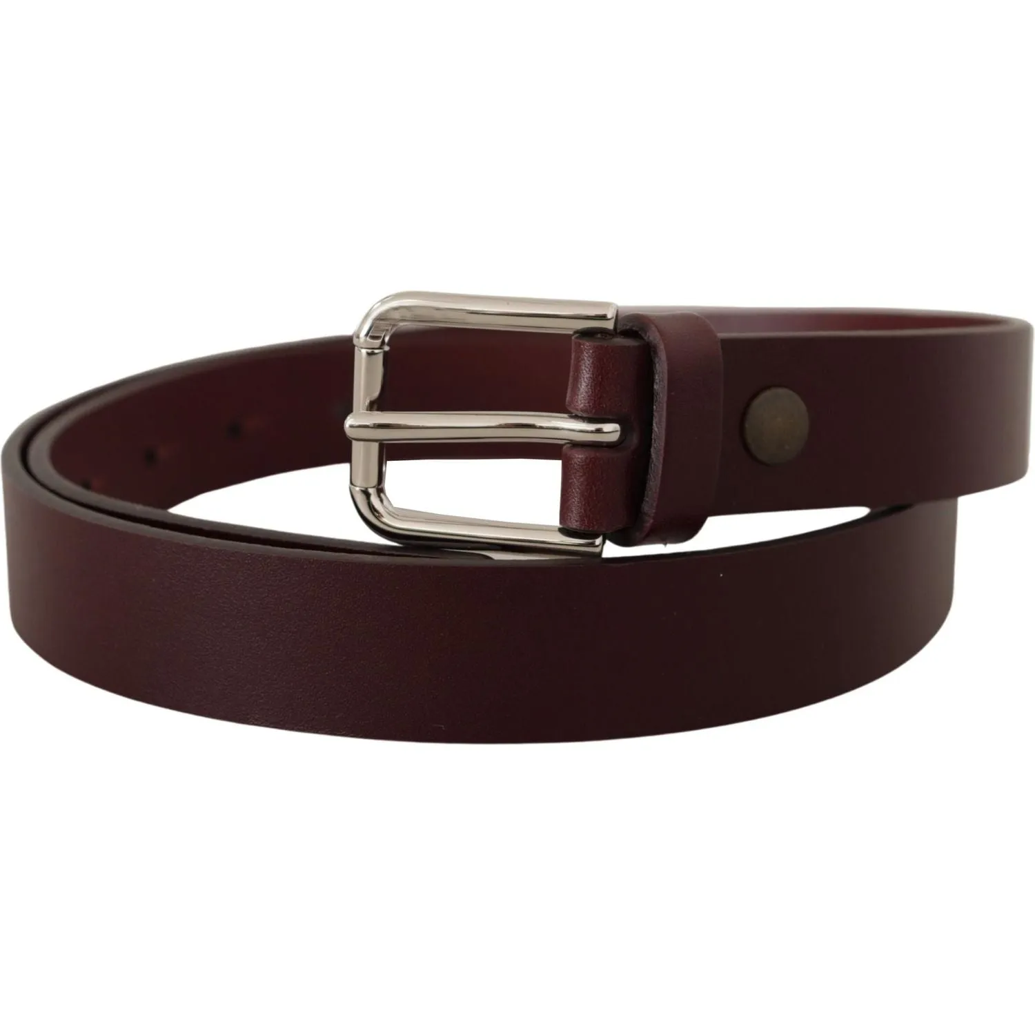 Dolce & Gabbana Maroon Luxe Leather Belt with Metal Buckle