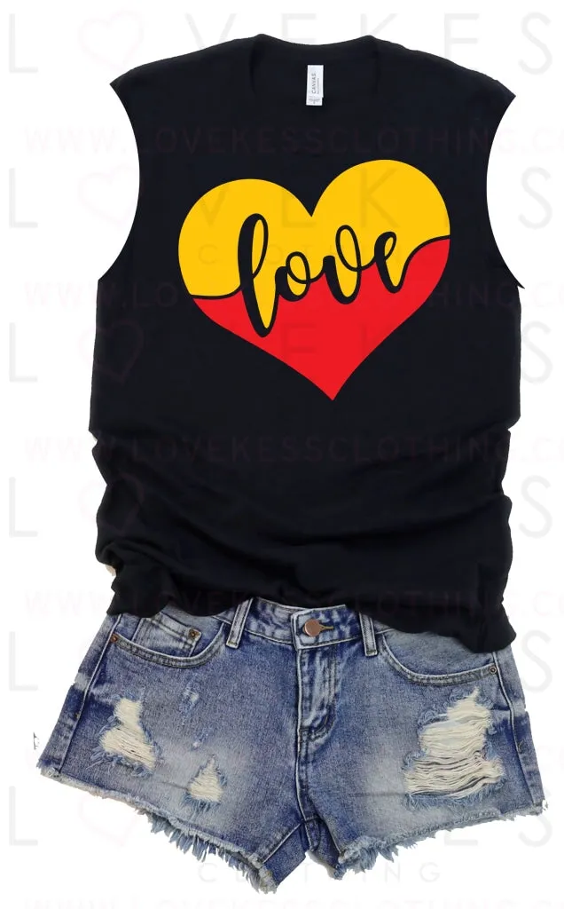 Dual Color LOVE Heart Camp Muscle Tee - LoveKess Clothing