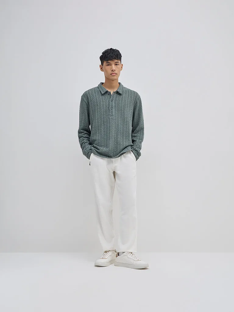 ETA Dusty Olive Knitted Relaxed-Fit Cotton T-Shirt