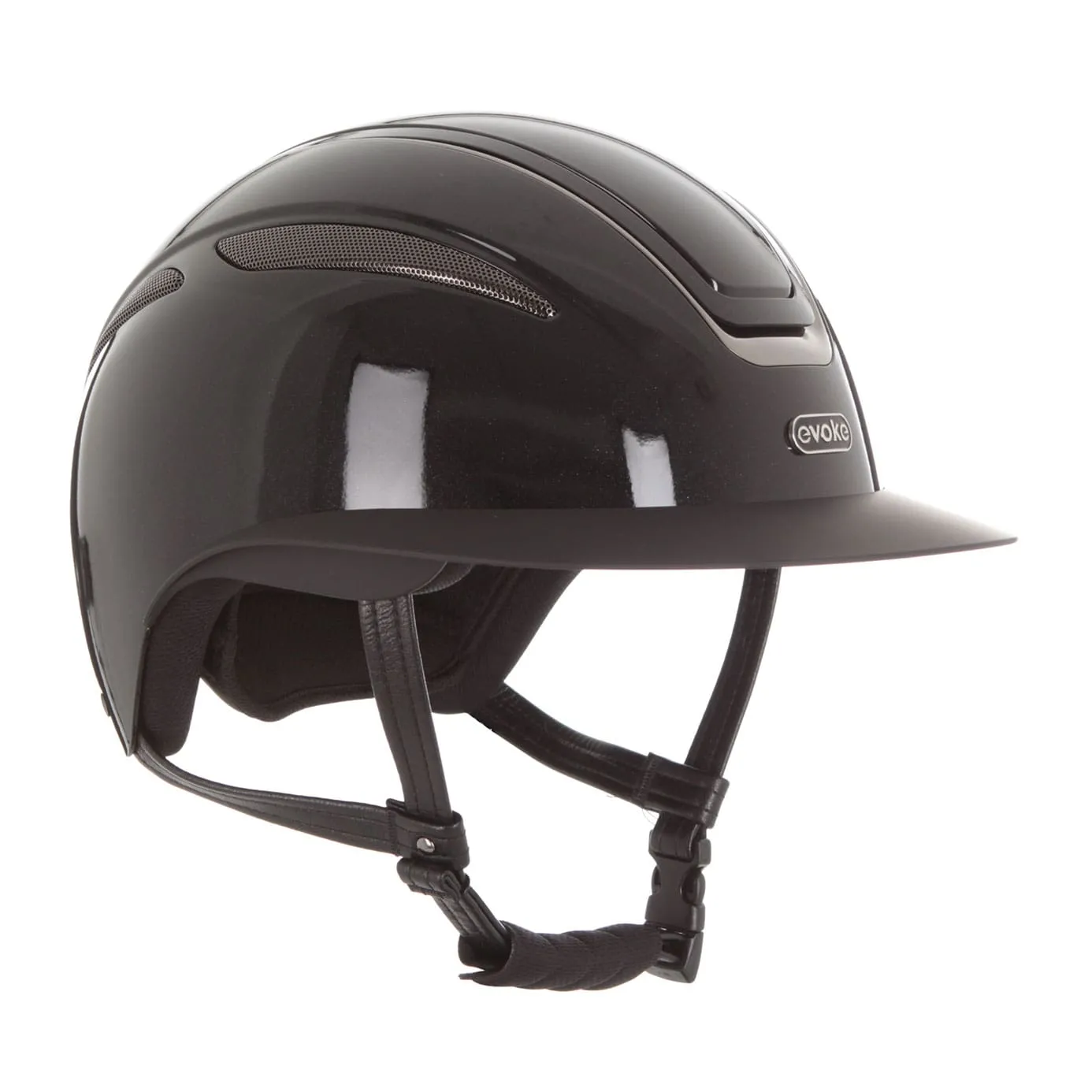 Evoke Callisto Wide Peak Riding Hat - Black Metallic/Gunmetal