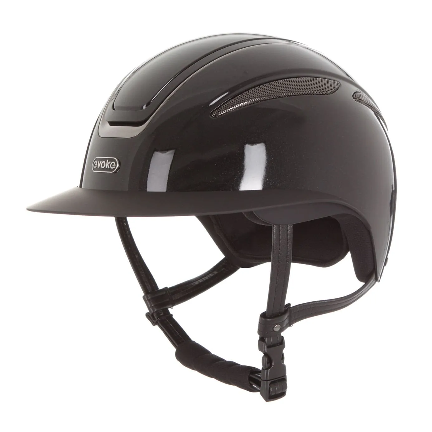 Evoke Callisto Wide Peak Riding Hat - Black Metallic/Gunmetal