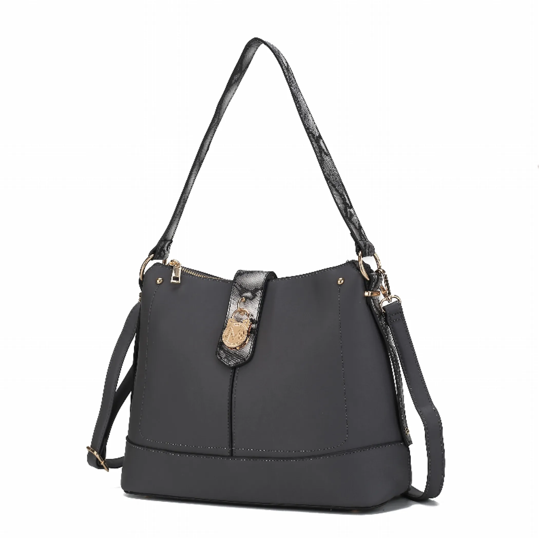 Ezra Snake embossed Vegan Leather Shoulder Bag