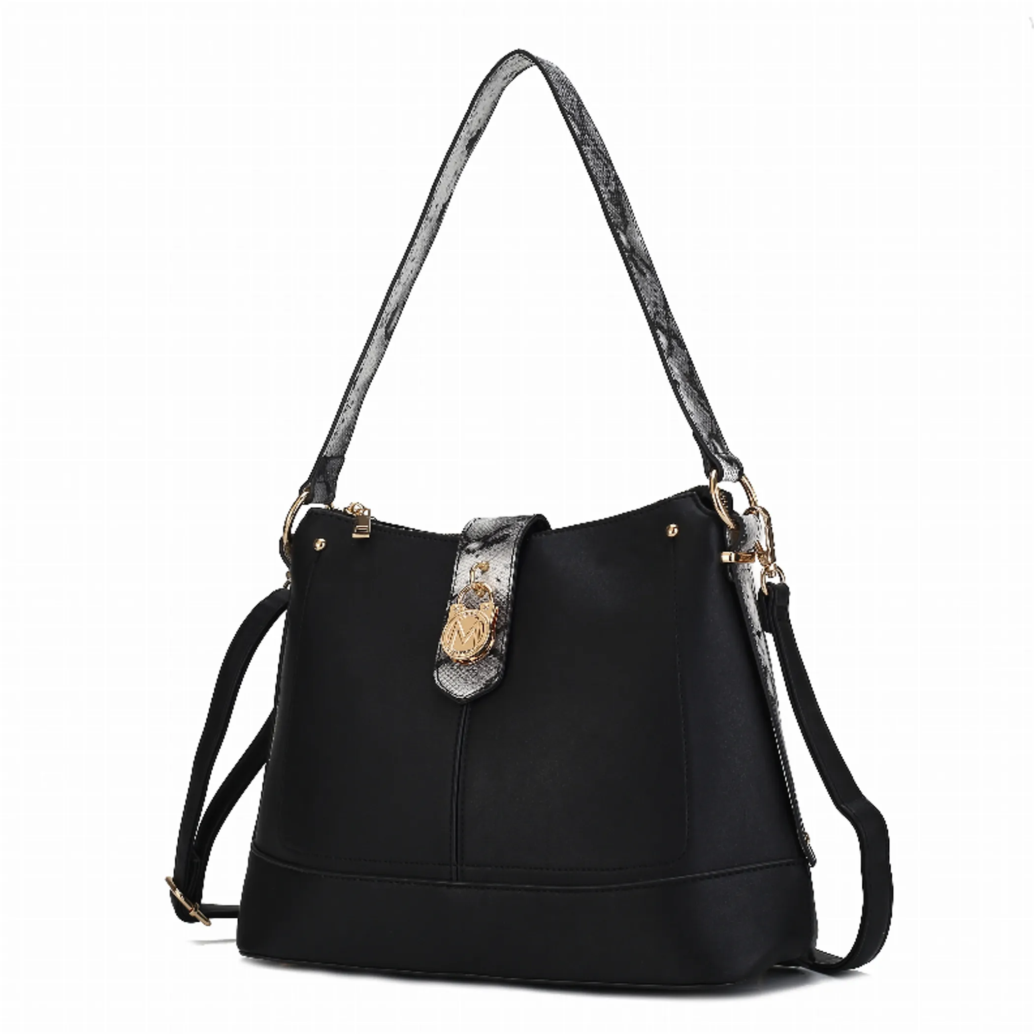 Ezra Snake embossed Vegan Leather Shoulder Bag