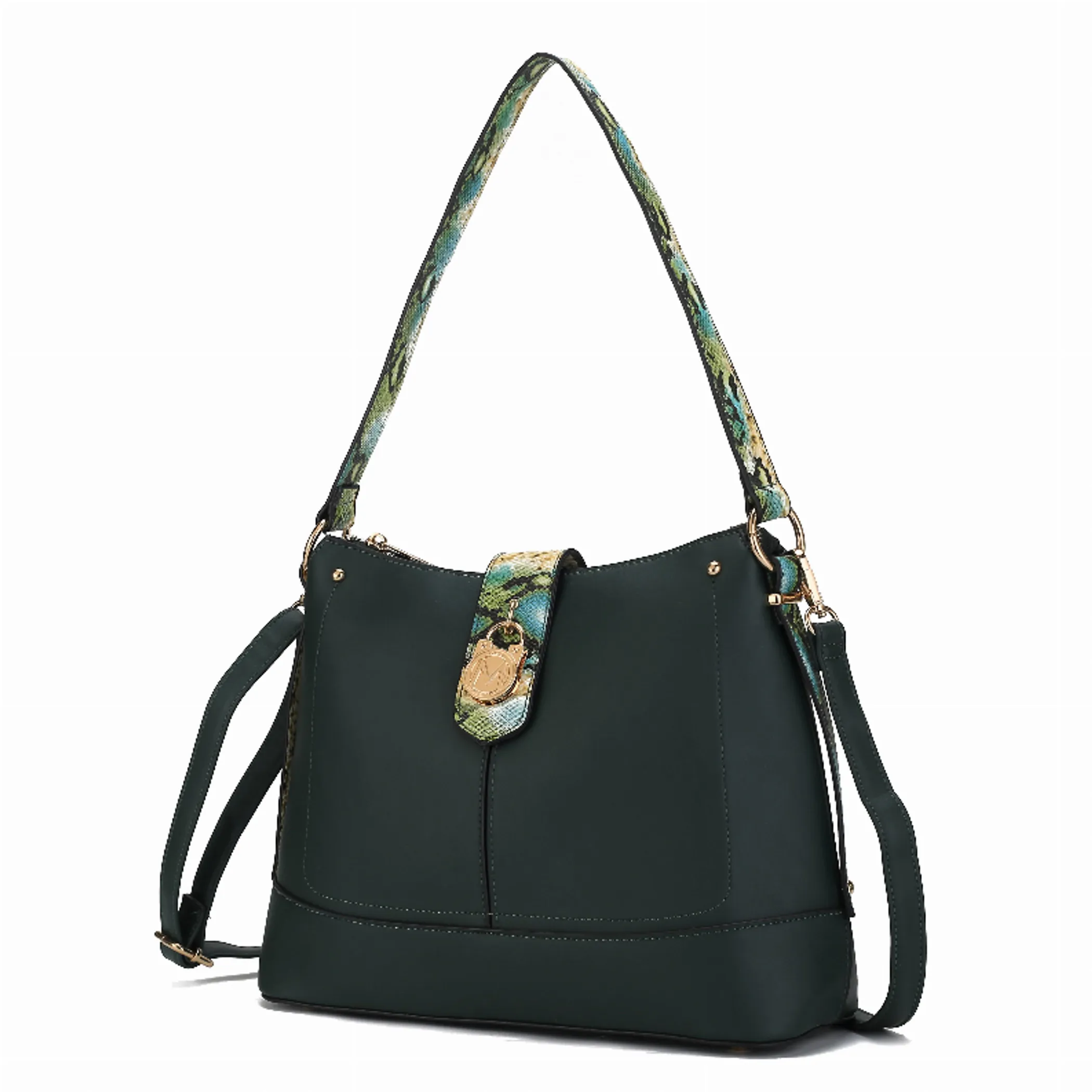 Ezra Snake embossed Vegan Leather Shoulder Bag