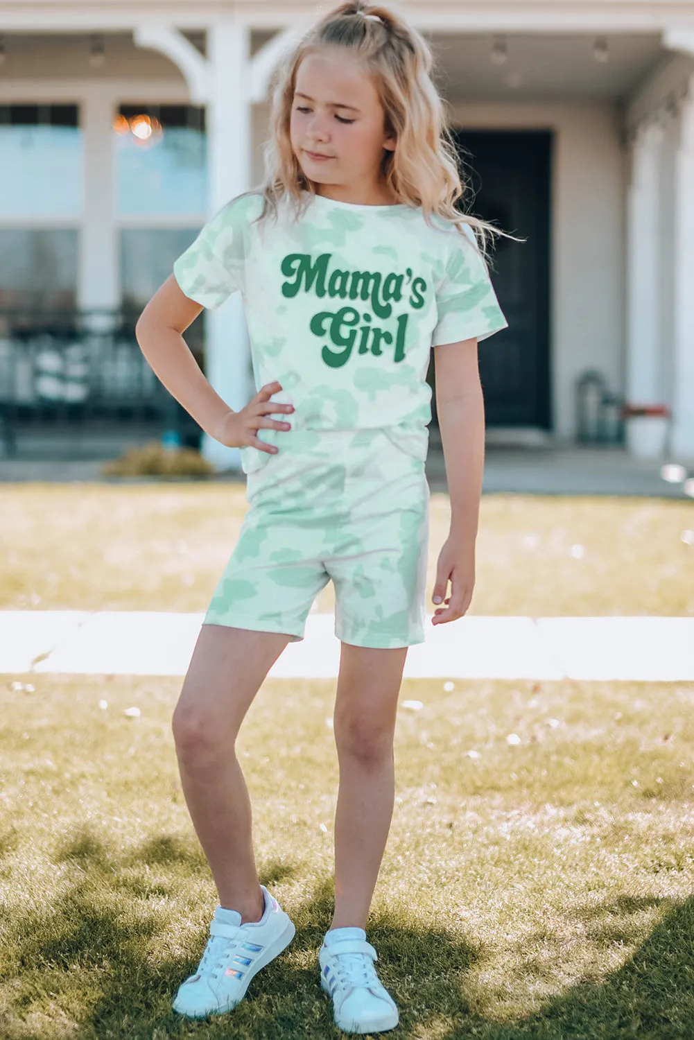 Girls Printed Letter Graphic Lounge Set - Mommy & Me