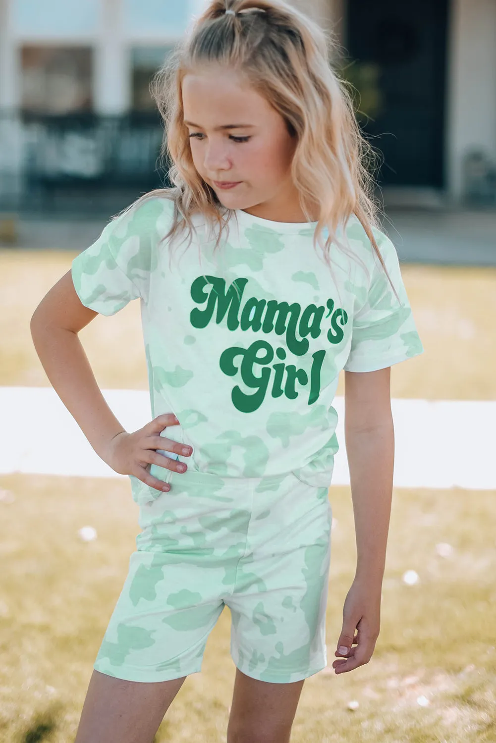 Girls Printed Letter Graphic Lounge Set - Mommy & Me