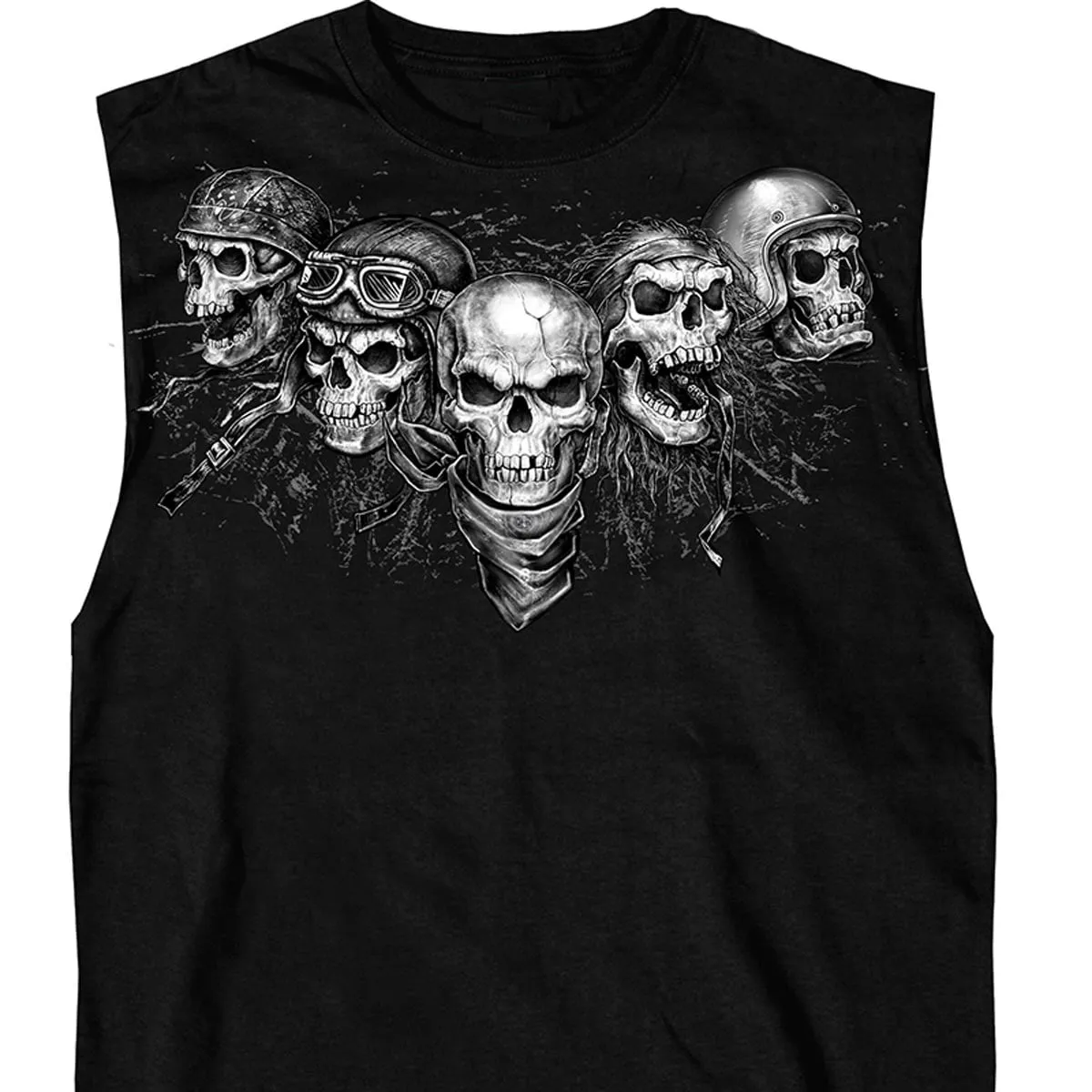 Hot Leathers GMT3423 Men’s Five Skull Sleeveless Shooter Black Tank