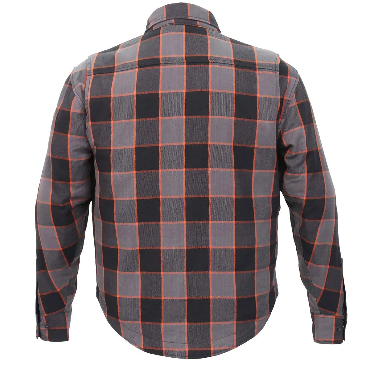 Hot Leathers JKM3010 Men's Black and Grey with Orange Armored Flannel Shirt