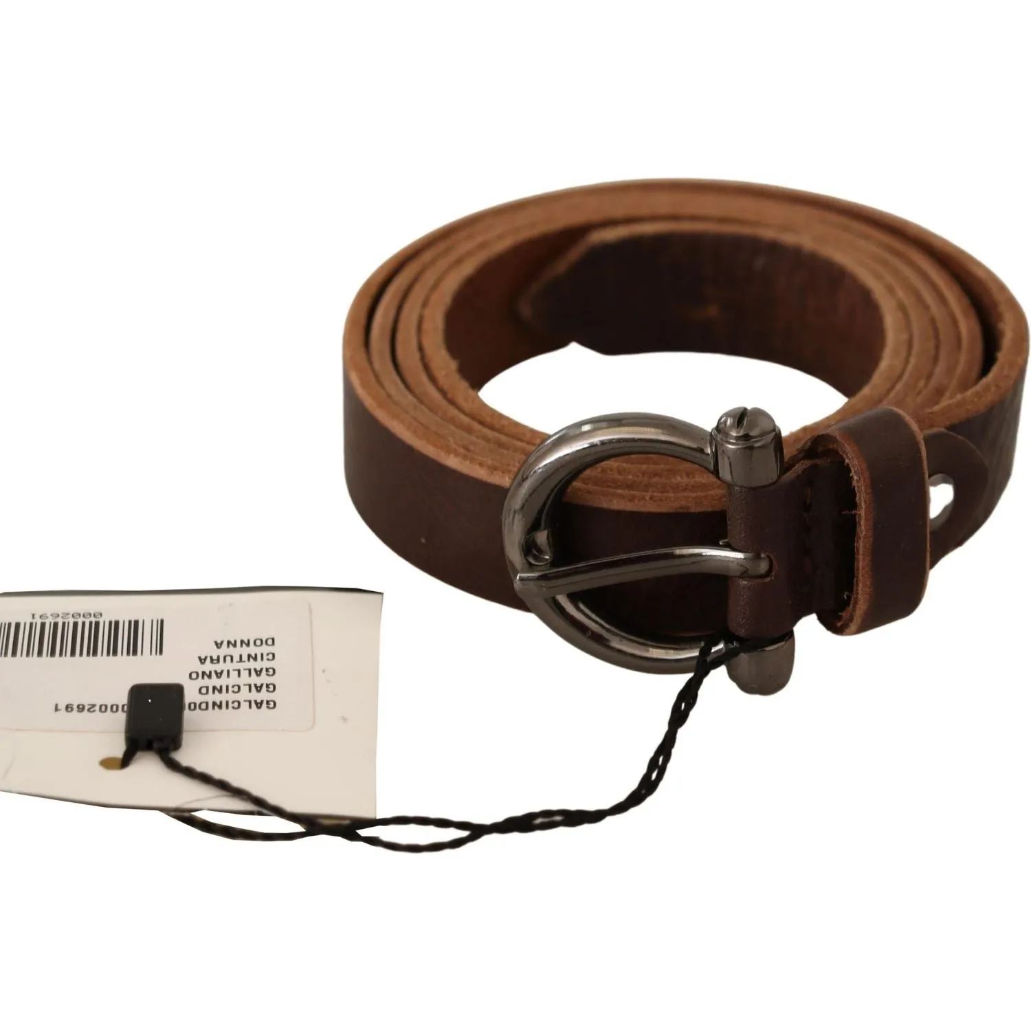 John Galliano Elegant Brown Leather Fashion Belt