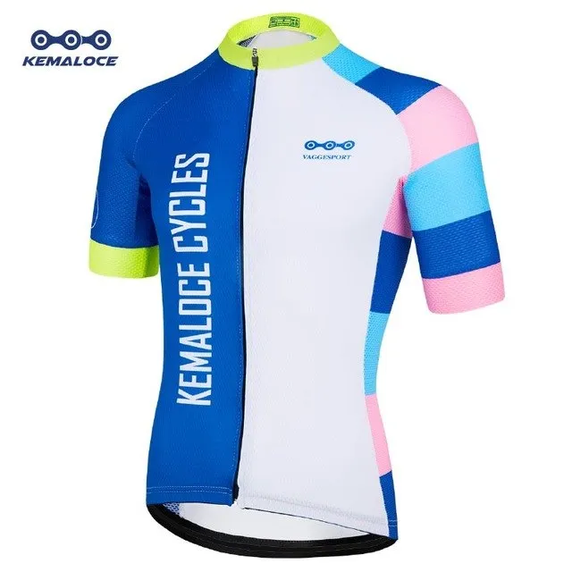 Kemaloce New Style Colorful Reflective Cycling Jersey UV Protection Personalized Cycling Shirts Quick Dry Polyester Bike Jersey