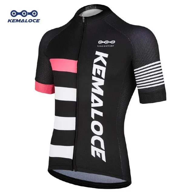 Kemaloce New Style Colorful Reflective Cycling Jersey UV Protection Personalized Cycling Shirts Quick Dry Polyester Bike Jersey