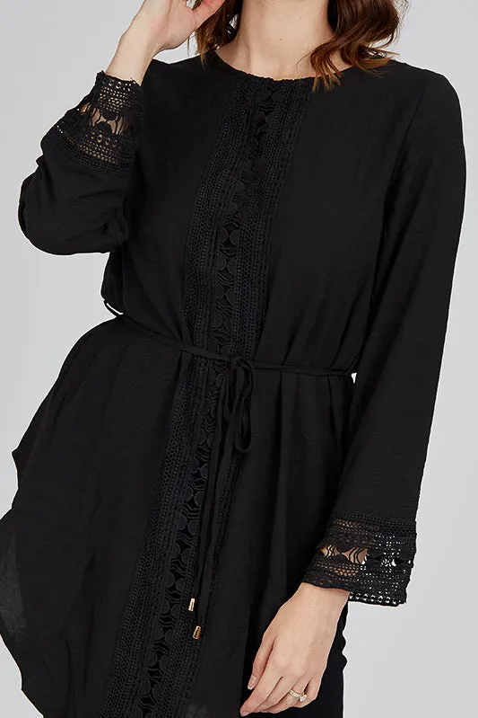 Lace Front Tunic with Tie