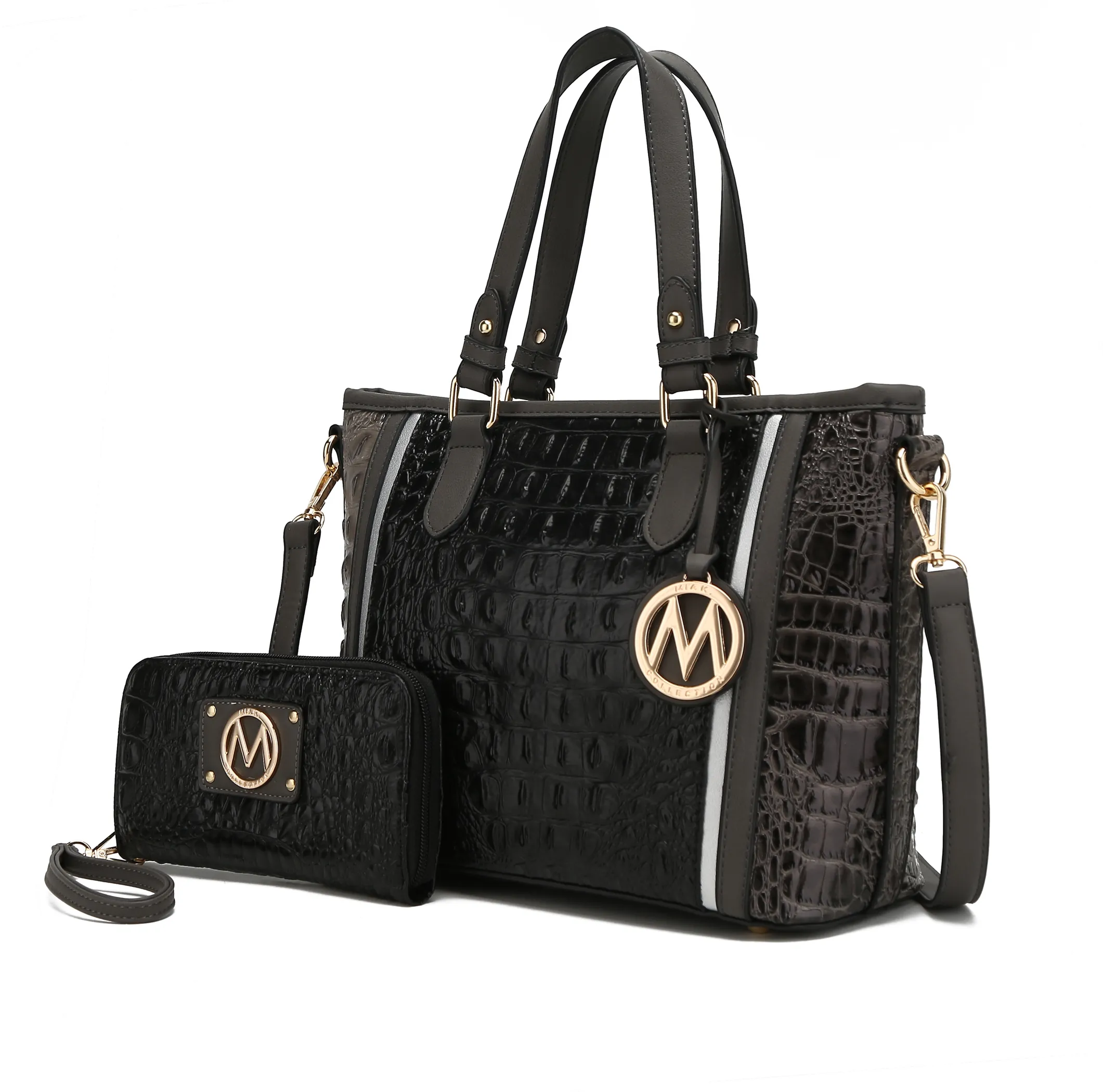 Lizza Croco Embossed Tote & Wallet Set