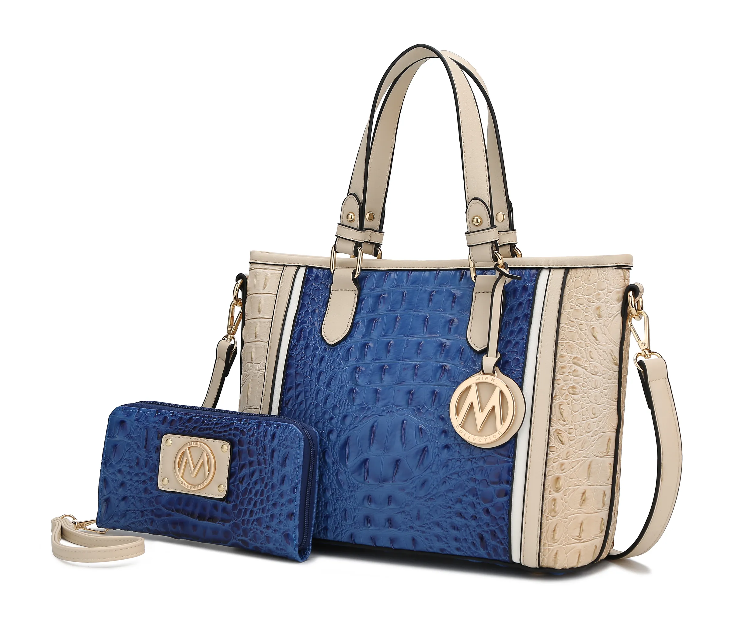 Lizza Croco Embossed Tote & Wallet Set