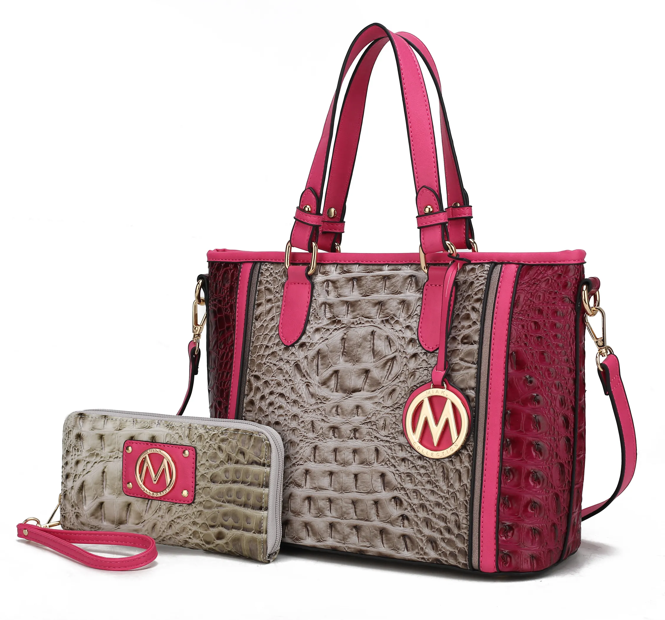 Lizza Croco Embossed Tote & Wallet Set