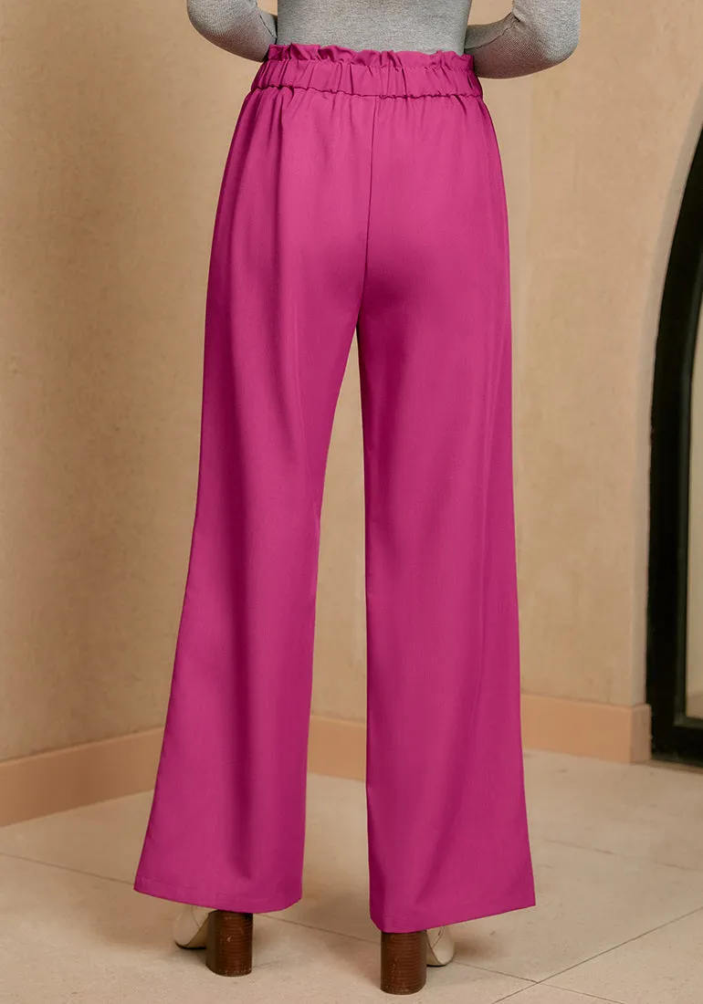 Magenta High Waisted Straight Leg Active Pants for Women