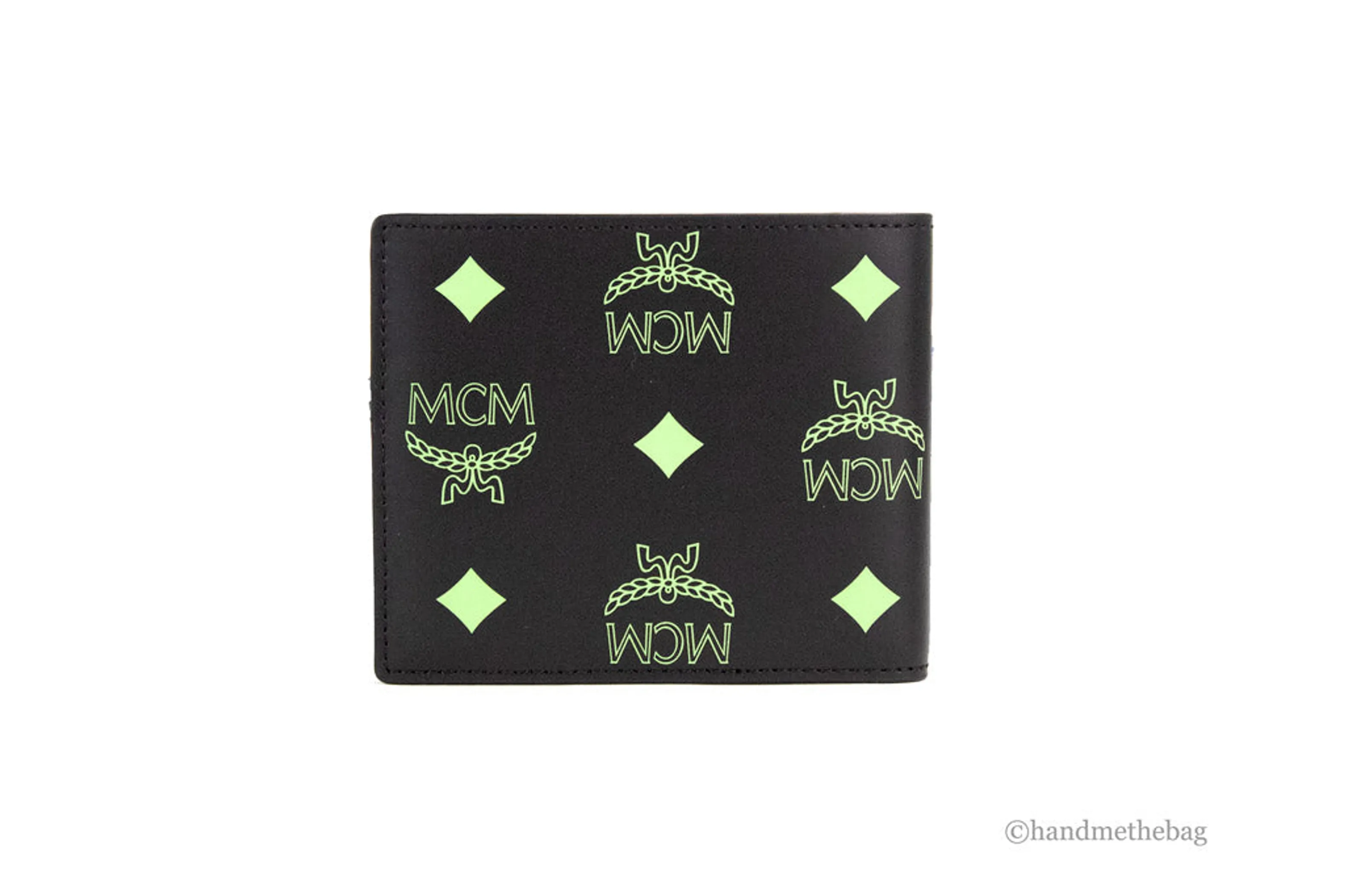 MCM Small Black Summer Green Smooth Visetos Monogram Wallet