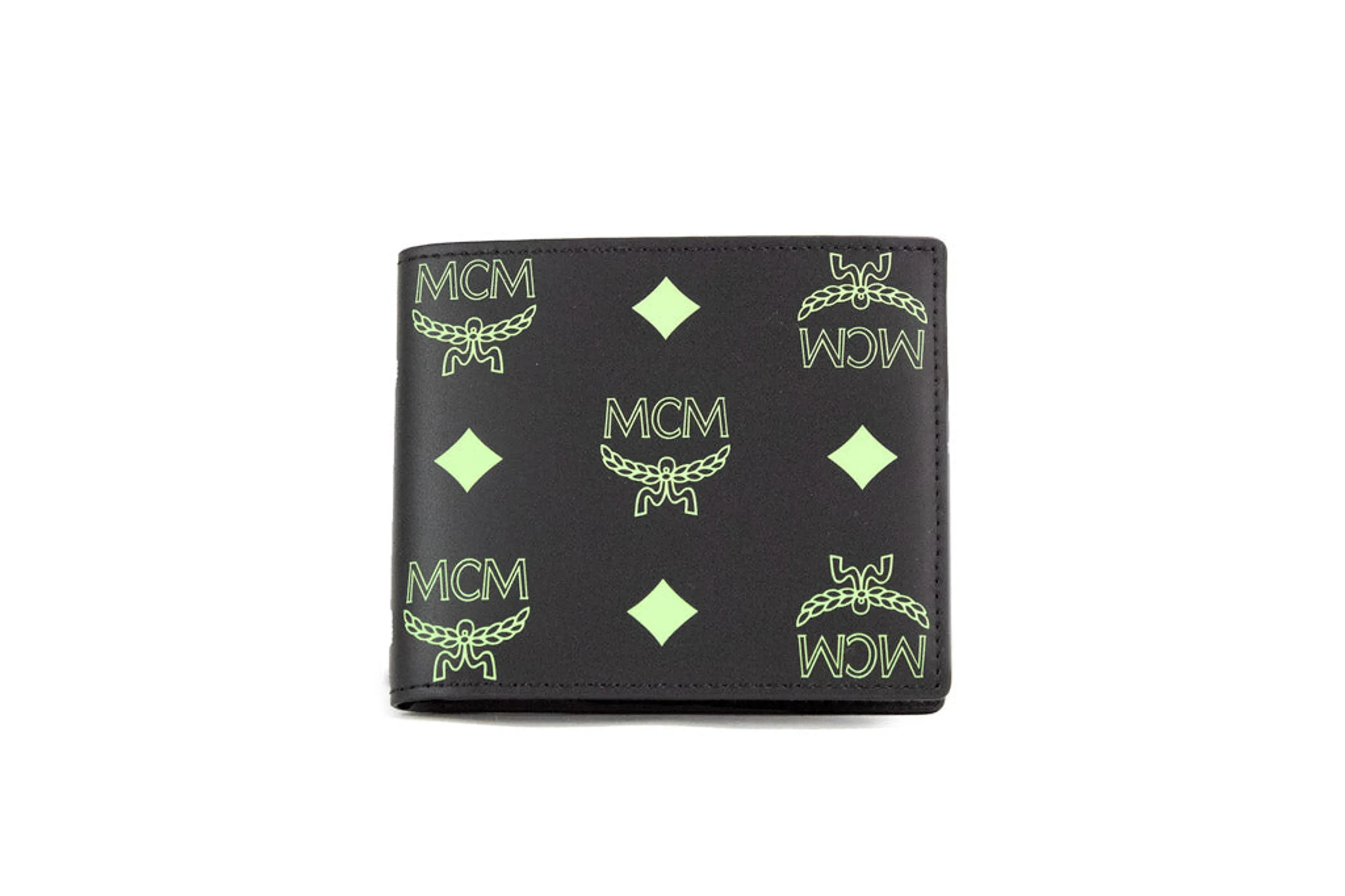 MCM Small Black Summer Green Smooth Visetos Monogram Wallet