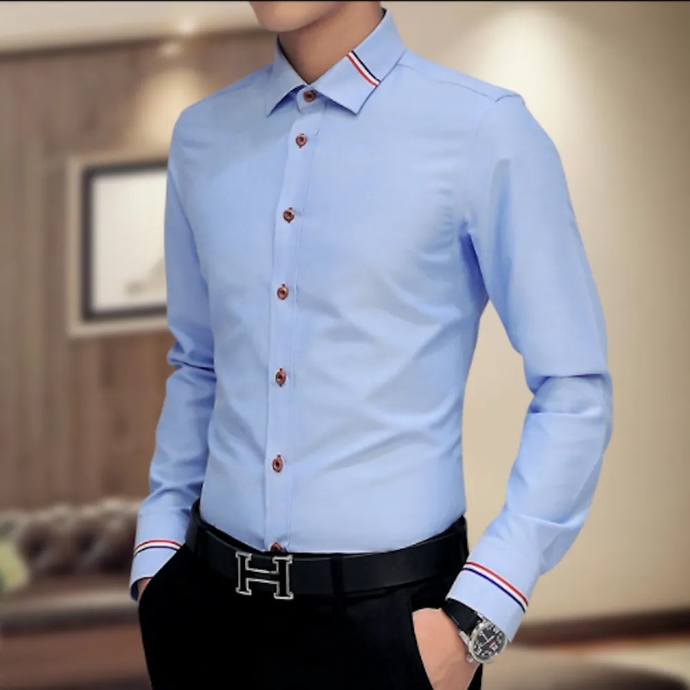 Mens Button Down Shirt With Ribbon Details