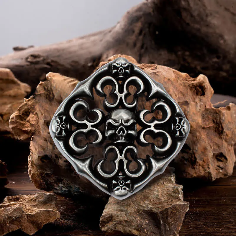 Men's DIY Rock Hollow Out Skull Buckle Leather Belt