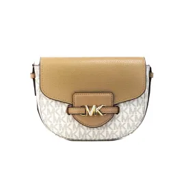 Michael Kors Reed Small Camel PVC Saddle Crossbody Bag