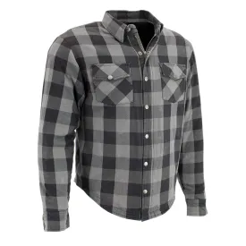 Milwaukee Leather MPM1630 Men's Plaid Flannel Biker Shirt with CE Approved Armor - Reinforced w/ Aramid Fibers